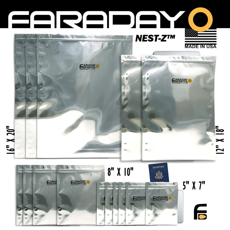 Faraday Defense 15pc Kit NEST-Z Faraday Bag for EMP/Solar-Flare Ultra Thick - Military Grade Design, Superior Shielding Performance, Phones - Radios - Hard Drives - Tablets - Laptops MADE in USA - Image 3